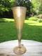 Stunning Victorian Art Nouveau Gold Brocade Glass Vase 12.5 Cut Honeycomb Stem