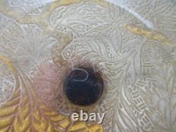 Stunning Victorian Art Nouveau Gold Brocade Glass Vase 12.5 Cut Honeycomb Stem Stunning Victorian Art Nouveau Gold Brocade Glass Vase 12.5 Cut Honeycomb Stem