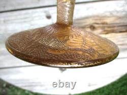 Stunning Victorian Art Nouveau Gold Brocade Glass Vase 12.5 Cut Honeycomb Stem Stunning Victorian Art Nouveau Gold Brocade Glass Vase 12.5 Cut Honeycomb Stem