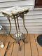 Stunning Victorian Ornate French Art Nouveau Glass Brass Plant Stand Side Table
