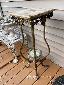 Stunning Victorian ornate French art nouveau Glass Brass Plant Stand side Table