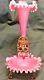 Stunning Pink Spangle Glass Calling Card Receiver & Epergne