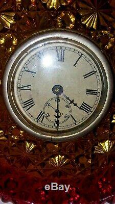 Super Rare Hobbs Brockunier Eapg Amberina Daisy Button Clock Plate