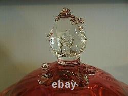 THOMAS WEBB Glass Victorian Ruby Cranberry Applied Rigaree Covered Butter Dish