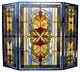 Tiffany Stained Glass Fireplace Screen Amber Jewels Victorian Art Deco