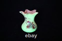 TS Victorian Burmese Uranium Marked Webb Queen's Burmese Mini-Rose Bowl Vase