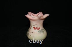 TS Victorian Burmese Uranium Marked Webb Queen's Burmese Mini-Rose Bowl Vase