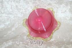 TS Victorian Cranberry & Vaseline Double Sweet Meat Candy Dishes with Stand