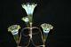 Ts Victorian English Vaseline / Uranium Opalescent 4 Horned Epergne In Stand