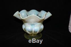 TS Victorian John Walsh Walsh Iridized Finish Vaseline Opalescent Footed Bowl