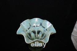 TS Victorian John Walsh Walsh Iridized Finish Vaseline Opalescent Footed Bowl