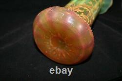 TS Victorian Rubina Verde Cranberry Vaseline Opalescent Moser Enameled Vase