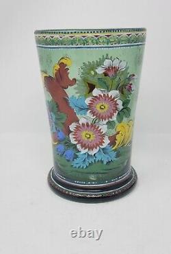 Theresienthal Bohemian Enamaled Flip Glass Shaped Vase Floral Vase 7 C. 1890