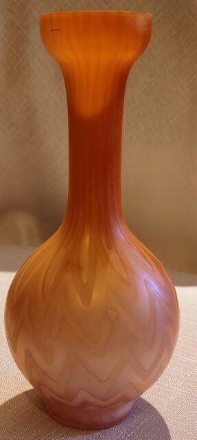 Thomas Web Herringbone Cased Satin Glass 6 Vase Signed