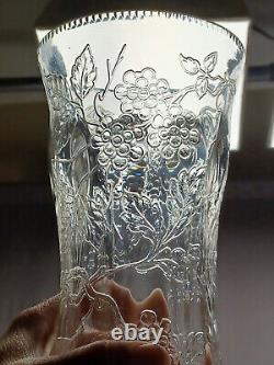 Thomas Webb Stourbridge Rock Crystal Engraved Cherry / Apple Blossom Vase