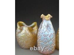 Three Loetz Candia Glass Diaspora Vases. Circa 1900. 9 1/4