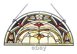 Tiffany-Style Victorian Stained-Glass Window Panel 12.5 Height