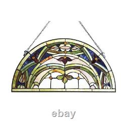 Tiffany-Style Victorian Stained-Glass Window Panel 12.5 Height