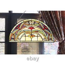 Tiffany-Style Victorian Stained-Glass Window Panel 12.5 Height