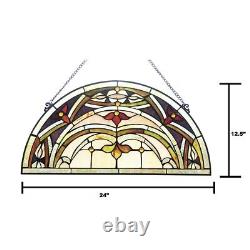 Tiffany-Style Victorian Stained-Glass Window Panel 12.5 Height