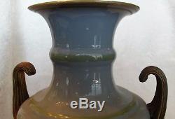 Two Matching Harrach Glass Bohemian Czech Glass Mantle Vases