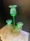 Unusual Excquisite Vaseline And Opalescent Art Glass Epergne