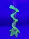 Uranium Glass Bohemian Art Glass Vase Spiral Flute W Applied Motif Glows Vintage