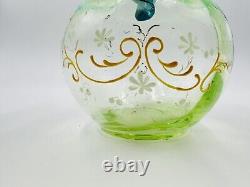 Uranium Glass Vase Victorian Jack In The Pulpit With Enameled Czech