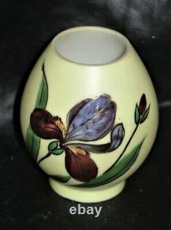 V Rare Iris Victorian Art Glass Miniature Oil Lamp 8H X FINE