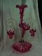 Victorian Art Glass Cranberry 21 Epergne With Canes Baskets Rigaree Gorgeous