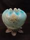 Victorian Blue Satin Glass Footed Rose Bowl, C. 1900