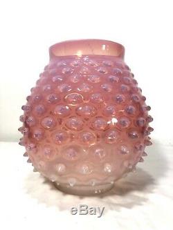 VICTORIAN Cranberry HOBNAIL GLASS SHADE HANGING HALL LAMP Art ANTIQUE Fixture