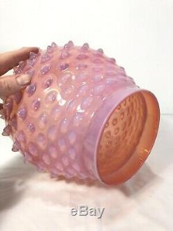 VICTORIAN Cranberry HOBNAIL GLASS SHADE HANGING HALL LAMP Art ANTIQUE Fixture