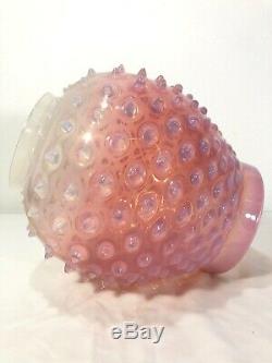 VICTORIAN Cranberry HOBNAIL GLASS SHADE HANGING HALL LAMP Art ANTIQUE Fixture