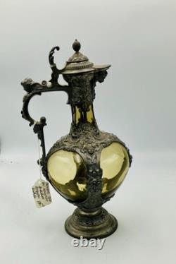 VICTORIAN FIGURAL CHERUB PORT PITCHER Withpewter JUG WITH STOPPER CIRCA 1880