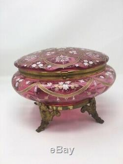 VICTORIAN MOSER DRESSER BOX with ELABORATE GILT & ENAMELED DECORATION