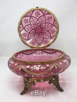 VICTORIAN MOSER DRESSER BOX with ELABORATE GILT & ENAMELED DECORATION