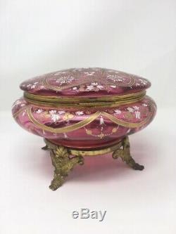 VICTORIAN MOSER DRESSER BOX with ELABORATE GILT & ENAMELED DECORATION