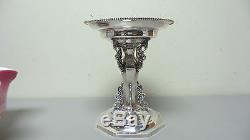 VICTORIAN PERIOD PINK SATIN CASED ART GLASS BRIDES BASKET on SILVER PLATE STAND