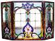 Victorian Stained Glass Fireplace Screen Art Deco Serenity Lotus / Blues