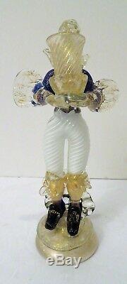VINTAGE 1950's MURANO 18th DRESSED GLASS figurine butler CANDLE HOLDER Venetian