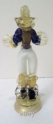 VINTAGE 1950's MURANO 18th DRESSED GLASS figurine butler CANDLE HOLDER Venetian