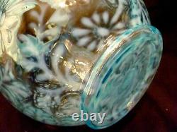 VINTAGE FENTON / WRIGHT Daisy & Fern PITCHER & TUMBLER SET Blue OPALESCENT GLASS