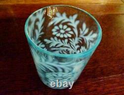 VINTAGE FENTON / WRIGHT Daisy & Fern PITCHER & TUMBLER SET Blue OPALESCENT GLASS