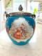 Vtg Hand Painted Victoria Couple Washington Crown Milano Art Glass Jar