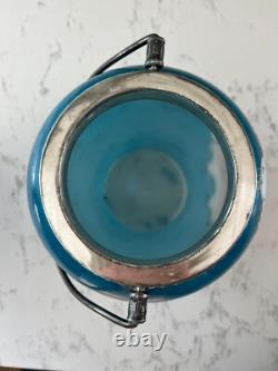 VTG Hand Painted Victoria Couple Washington Crown Milano Art Glass Jar VTG Hand Painted Victoria Couple Washington Crown Milano Art Glass Jar