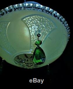 VTG VICTORIAN ART DECO ERA GREEN GLASS SHADE CEILING FIXTURE CHANDELIER 1930's