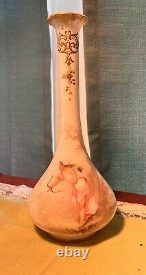 Vase Mt Washington Glass Colonial Ware Hand Painted Archer Nymph Signed REY