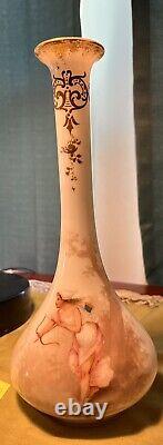 Vase Mt Washington Glass Colonial Ware Hand Painted Archer Nymph Signed REY