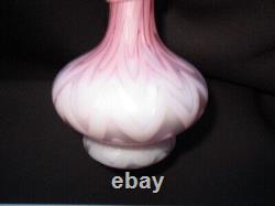 Vase Victorian Art Glass Mt Washington Pink Mother Of Pearl Zigzag & Ringed Neck